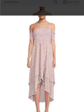 Off-Shoulder Pink Floral High-Low Dress